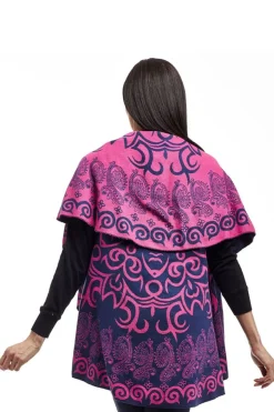 La Cera™ La Cera Swirl Patterned Shawl Poncho