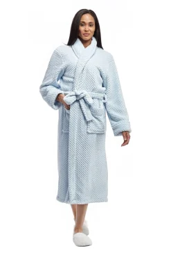 La Cera™ La Cera Textured Full Length Fleece Bath Robe