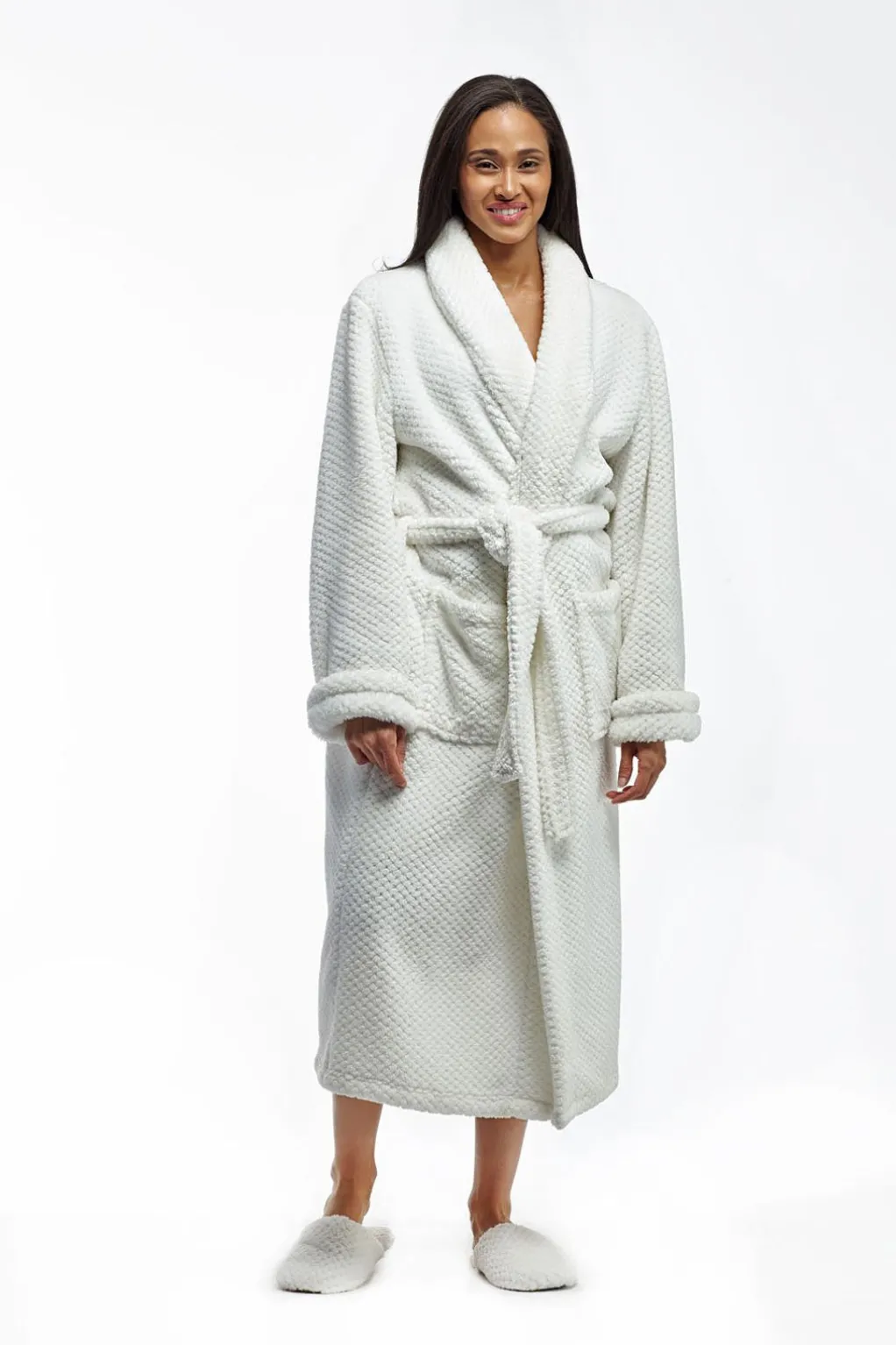 La Cera™ La Cera Textured Full Length Fleece Bath Robe