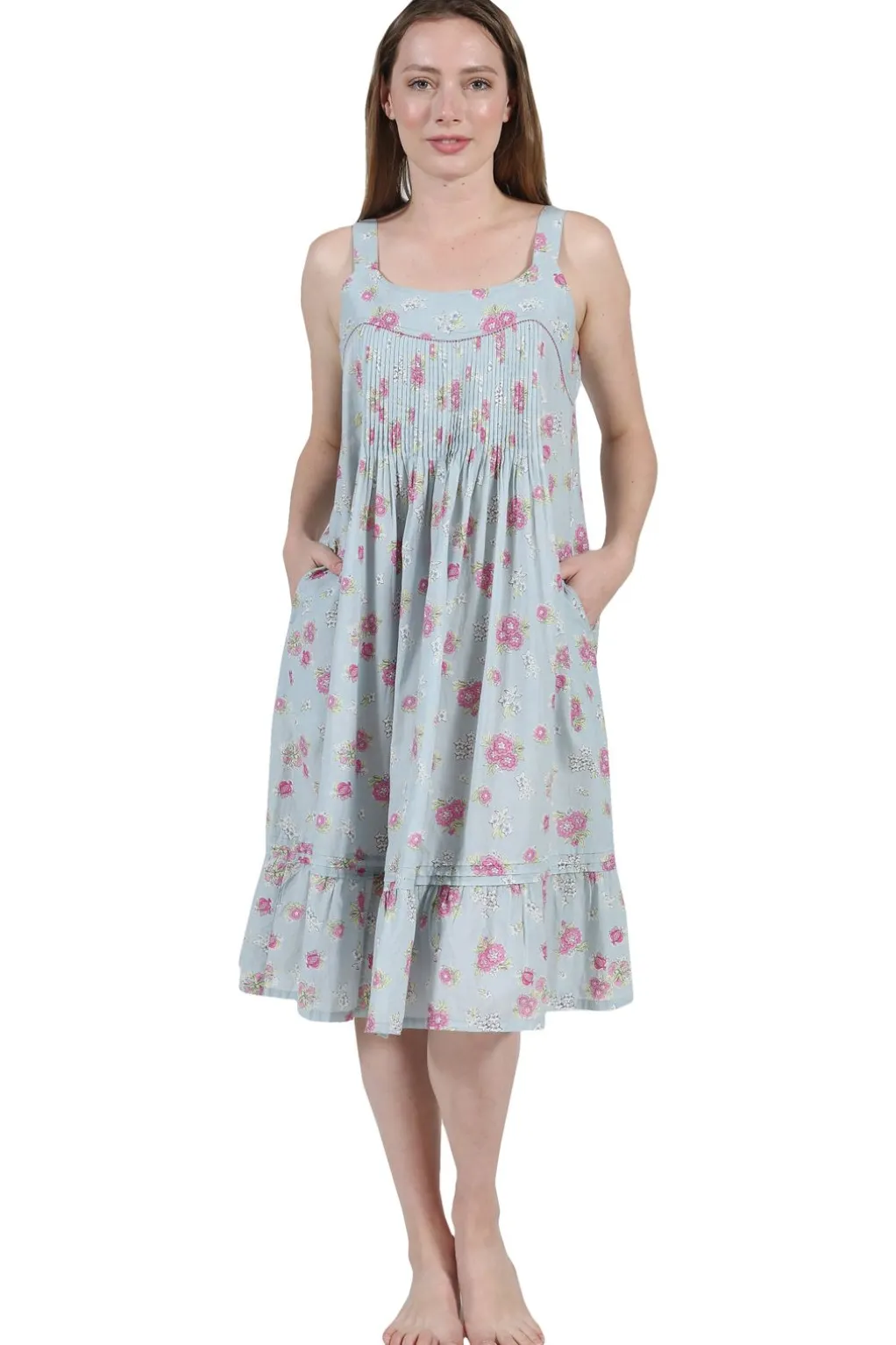 La Cera™ La Cera Vintage Print Pleat Front Gown