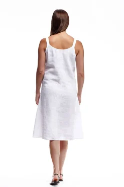 La Cera™ Linen Sleeveless Embroidered Dress