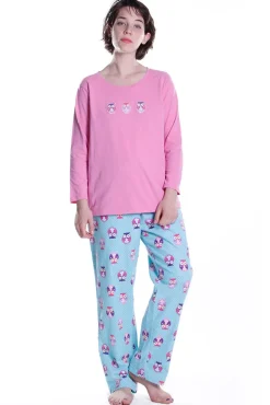 La Cera™ Owl Print Flannel Pajama Set