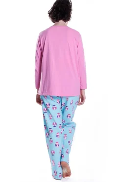 La Cera™ Owl Print Flannel Pajama Set