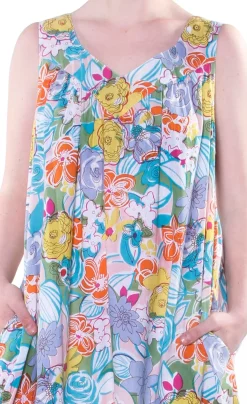 La Cera™ Paisley Print Scoop Neck Gown With Pockets