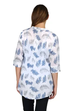 La Cera™ Pleat Front Printed Cotton Top - Plus Size