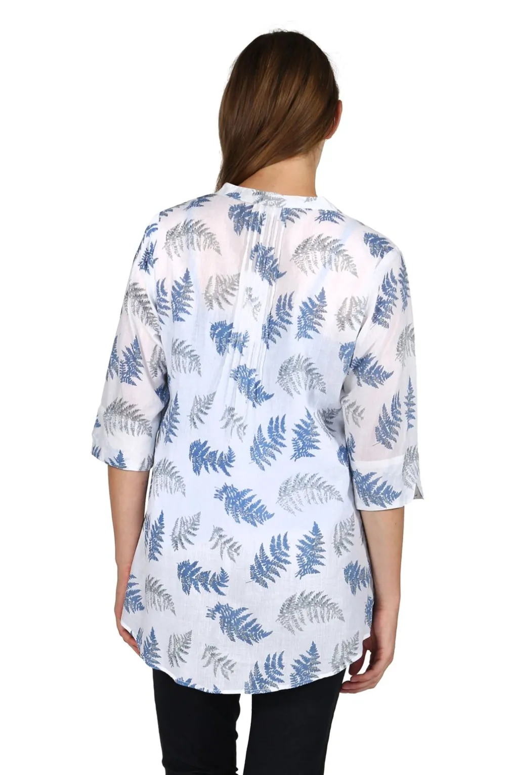La Cera™ Pleat Front Printed Cotton Top - Plus Size
