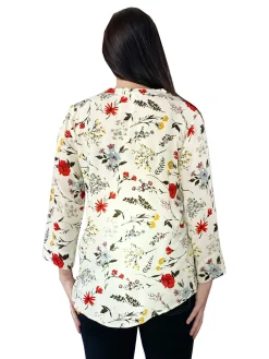 La Cera™ Pleat Front Printed Rayon Top