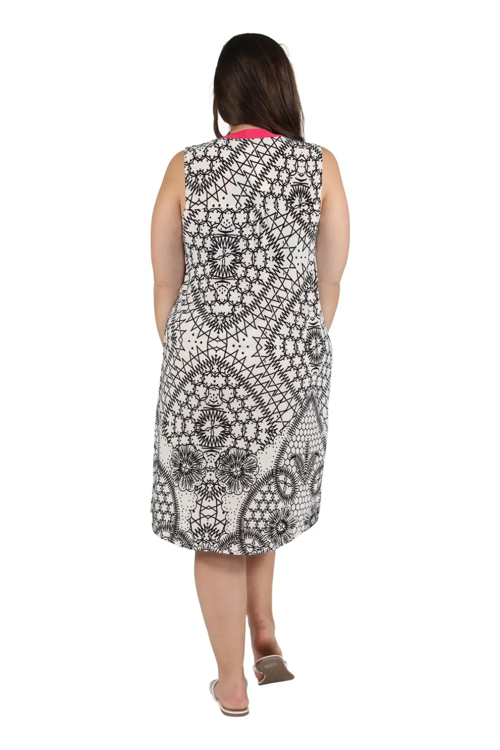 La Cera™ Pleat Front Sleeveless Abstract Print Dress - Plus Size
