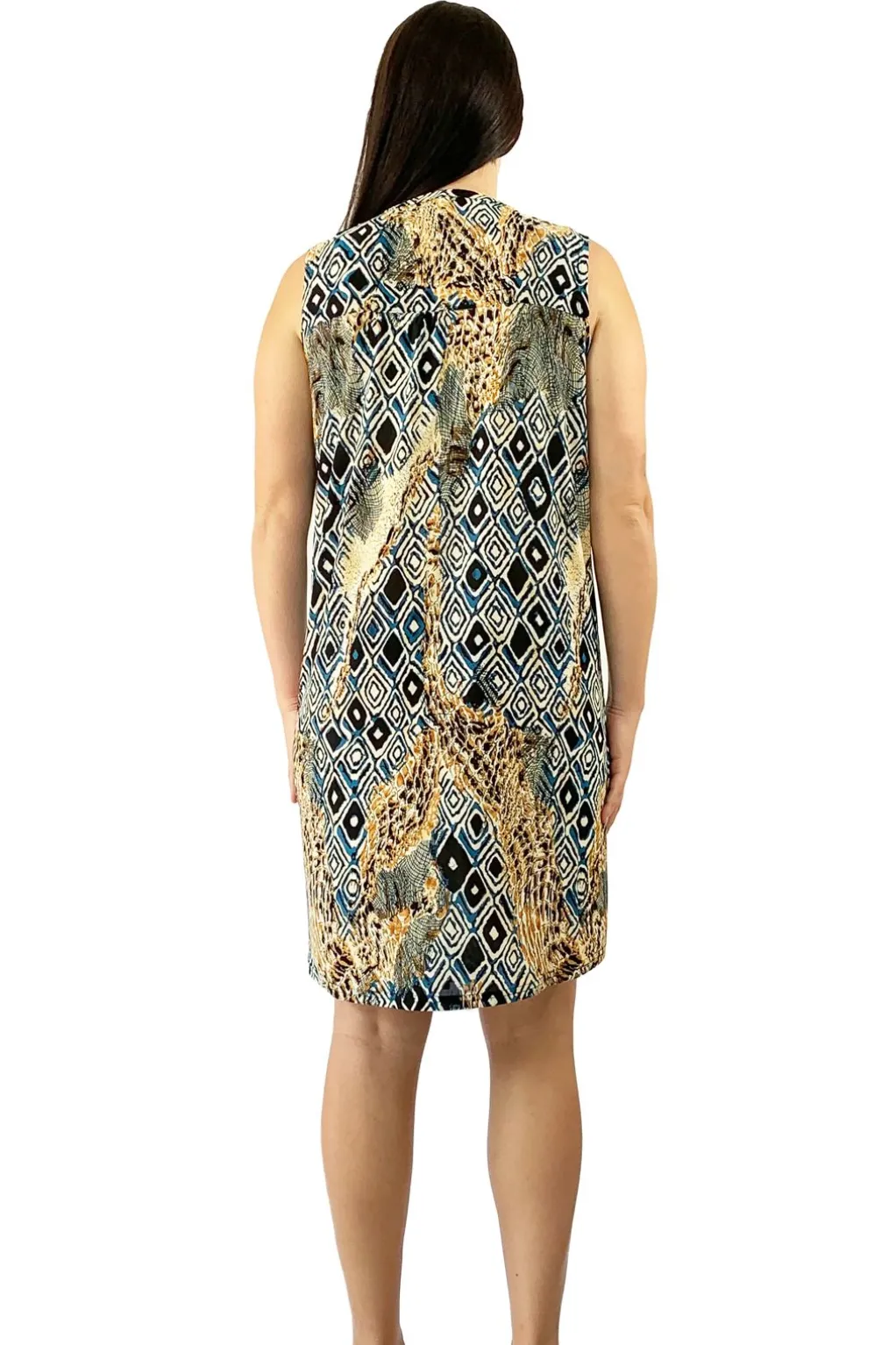 La Cera™ Pleat Front Sleeveless Malabar Print Dress