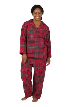 La Cera™ Plus Size 100% Cotton Yarn Dyed Plaid Flannel Pajama Set