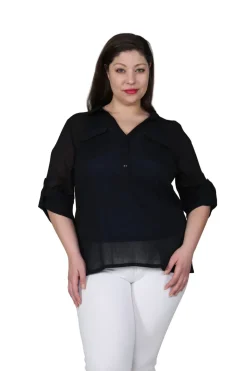 La Cera™ Plus Size Cotton Gauze Camp Shirt
