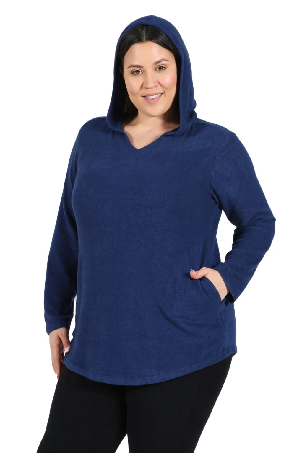 La Cera™ Plus Size Cozy Hooded Tee