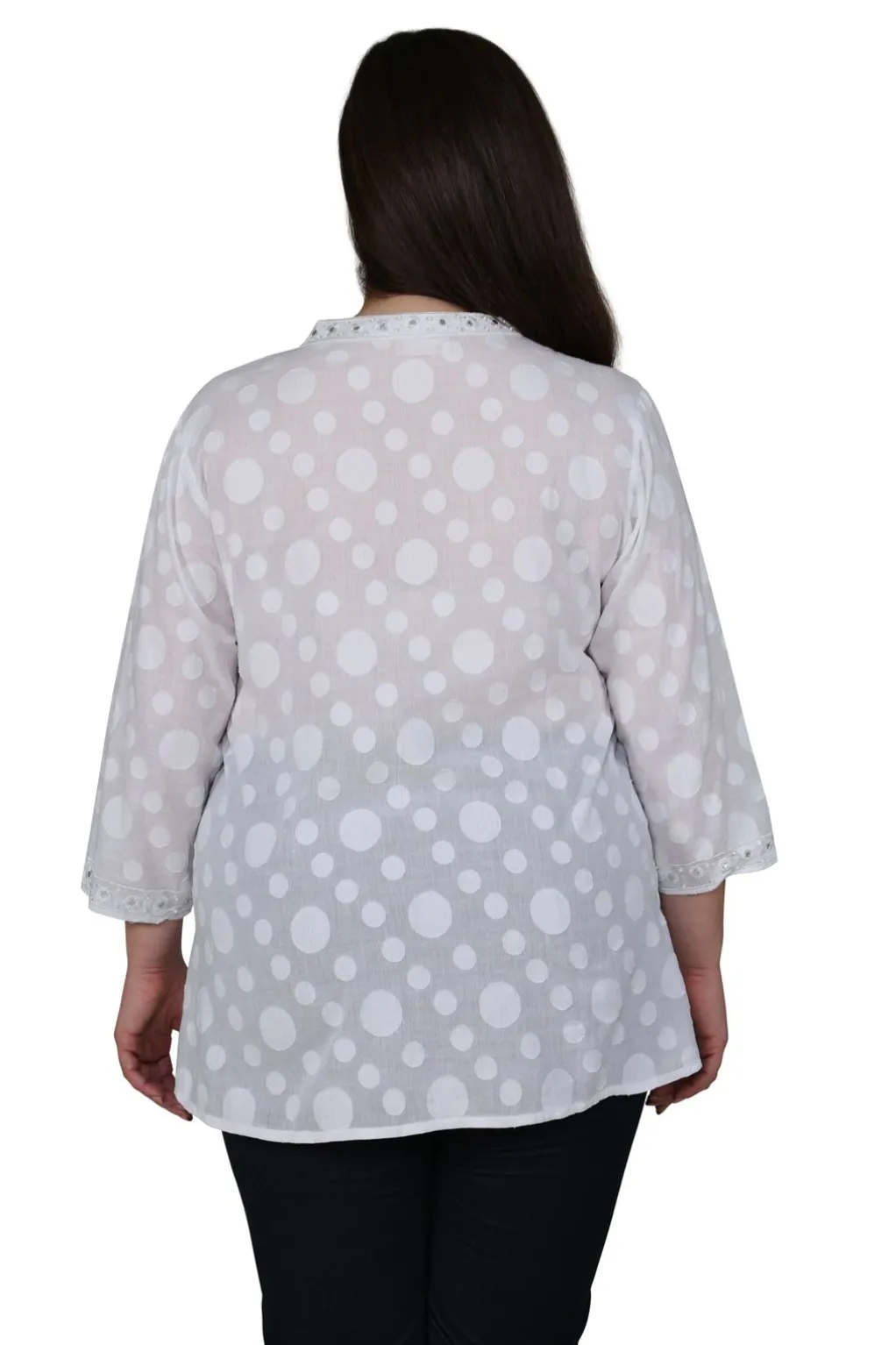 La Cera™ Plus Size Floral Embroidered Tunic Top