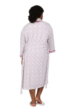 La Cera™ Plus Size Floral Print Knit Robe