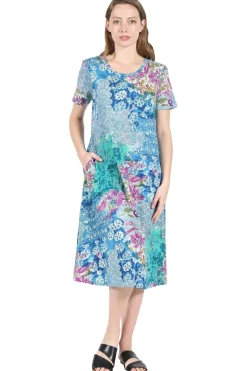 La Cera™ Plus Size La Cera Cotton Floral Jersey Knit A-Line Dress