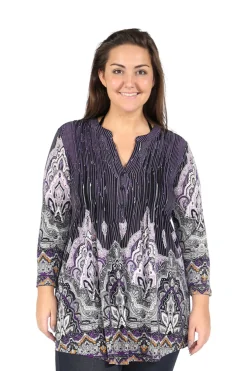 La Cera™ Plus Size La Cera Empire Paisley Print Tunic