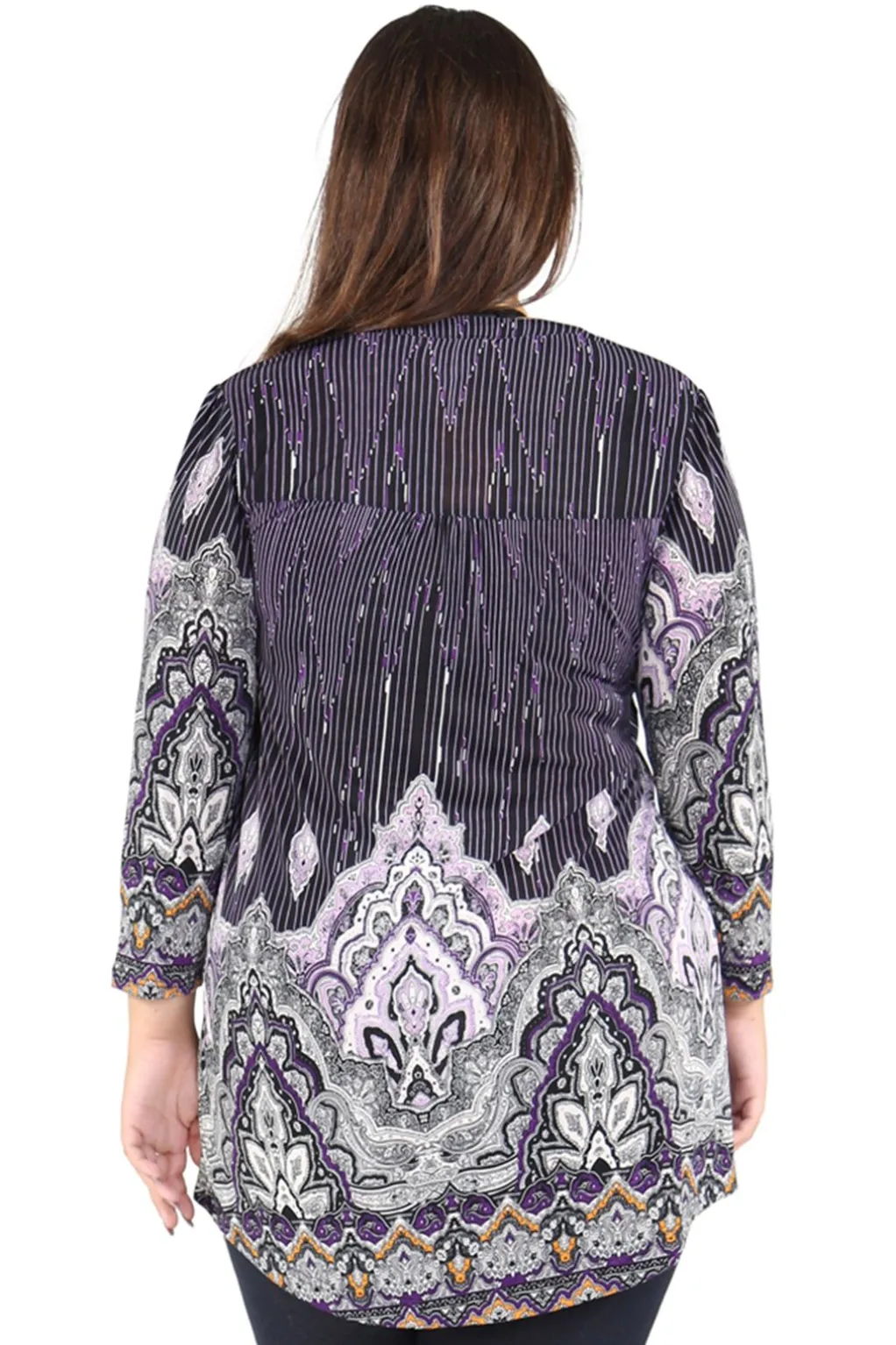 La Cera™ Plus Size La Cera Empire Paisley Print Tunic