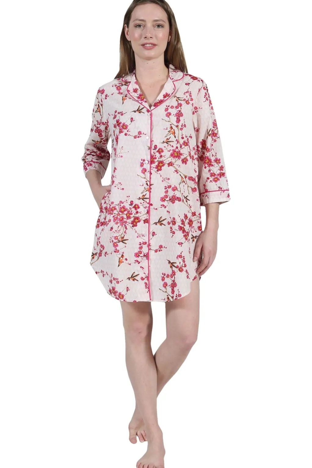 La Cera™ Plus Size La Cera Long Sleeve Nightshirt
