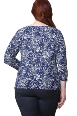La Cera™ Plus Size La Cera Lucerne Floral Cowl Neck Top