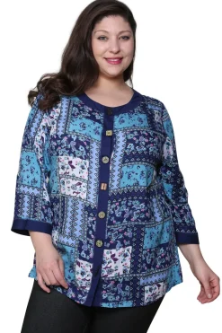 La Cera™ Plus Size La Cera Patchwork Top