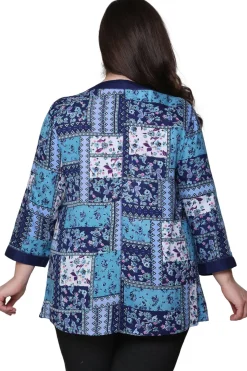 La Cera™ Plus Size La Cera Patchwork Top