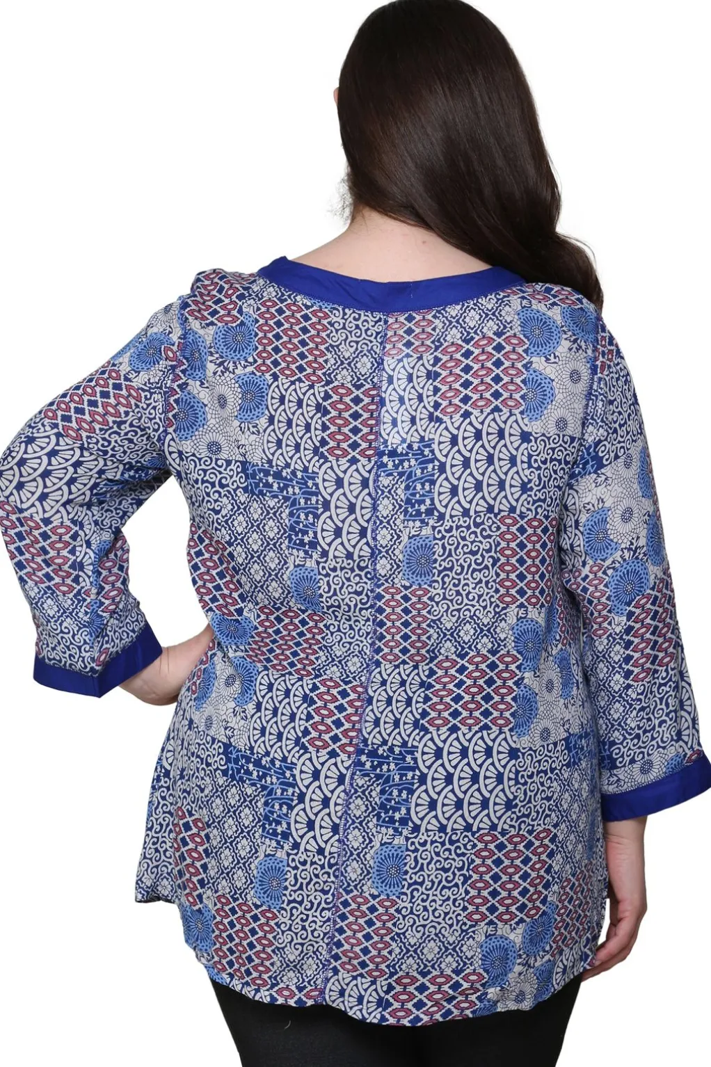 La Cera™ Plus Size La Cera Patchwork Top