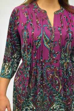 La Cera™ Plus Size La Cera Pleat Front Printed Tunic