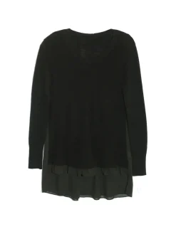 La Cera™ Plus Size La Cera Rounded Neck Sweater Top With Georgette Back