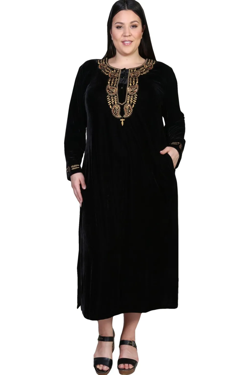La Cera™ Plus Size La Cera Velour Gown