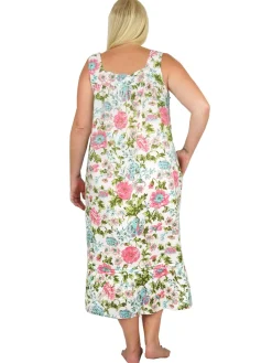 La Cera™ Plus Size Lace Trimmed 100% Cotton English Garden Print Gown