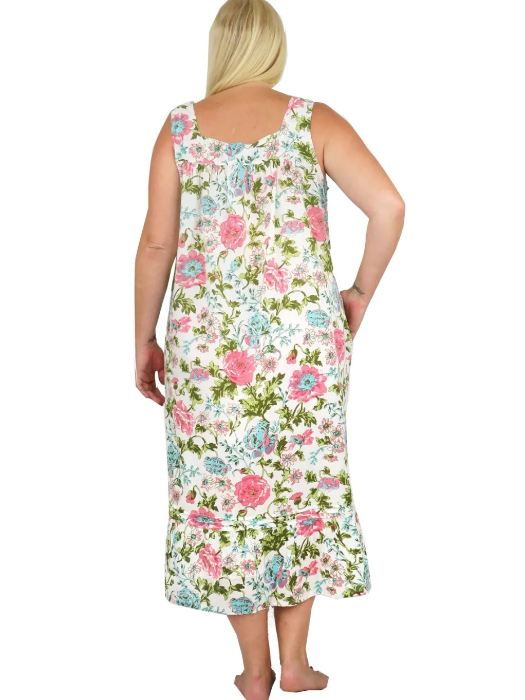 La Cera™ Plus Size Lace Trimmed 100% Cotton English Garden Print Gown