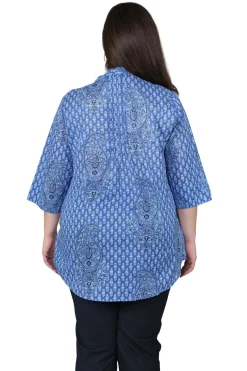 La Cera™ Plus Size Paisley Pleated Tunic