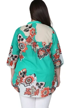 La Cera™ Plus Size Pop Art Floral Release Print Tunic