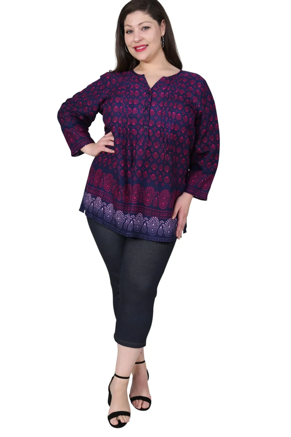 La Cera™ Plus Size Rayon Print Tunic