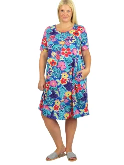 La Cera™ Plus Size Short Sleeve Cotton Knit Short Dress