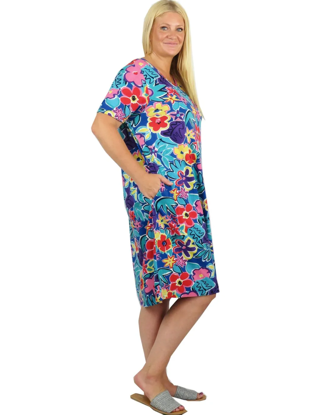 La Cera™ Plus Size Short Sleeve Cotton Knit Short Dress