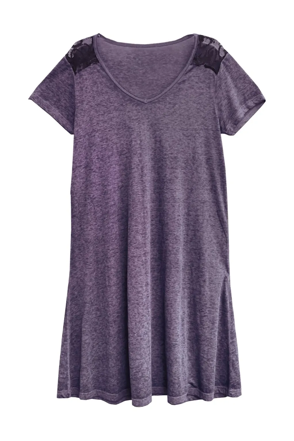 La Cera™ Plus Size Soft & Supple Knit Dress With Lace Trim