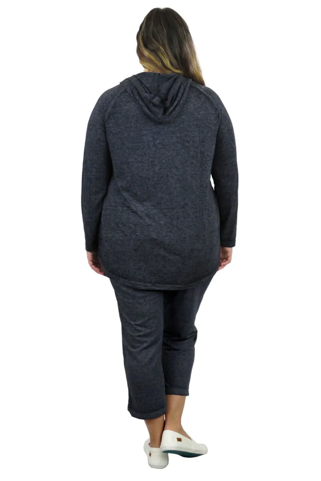 La Cera™ Plus Size Soft & Supple 2-Piece Hooded Knit Sweatpants Set