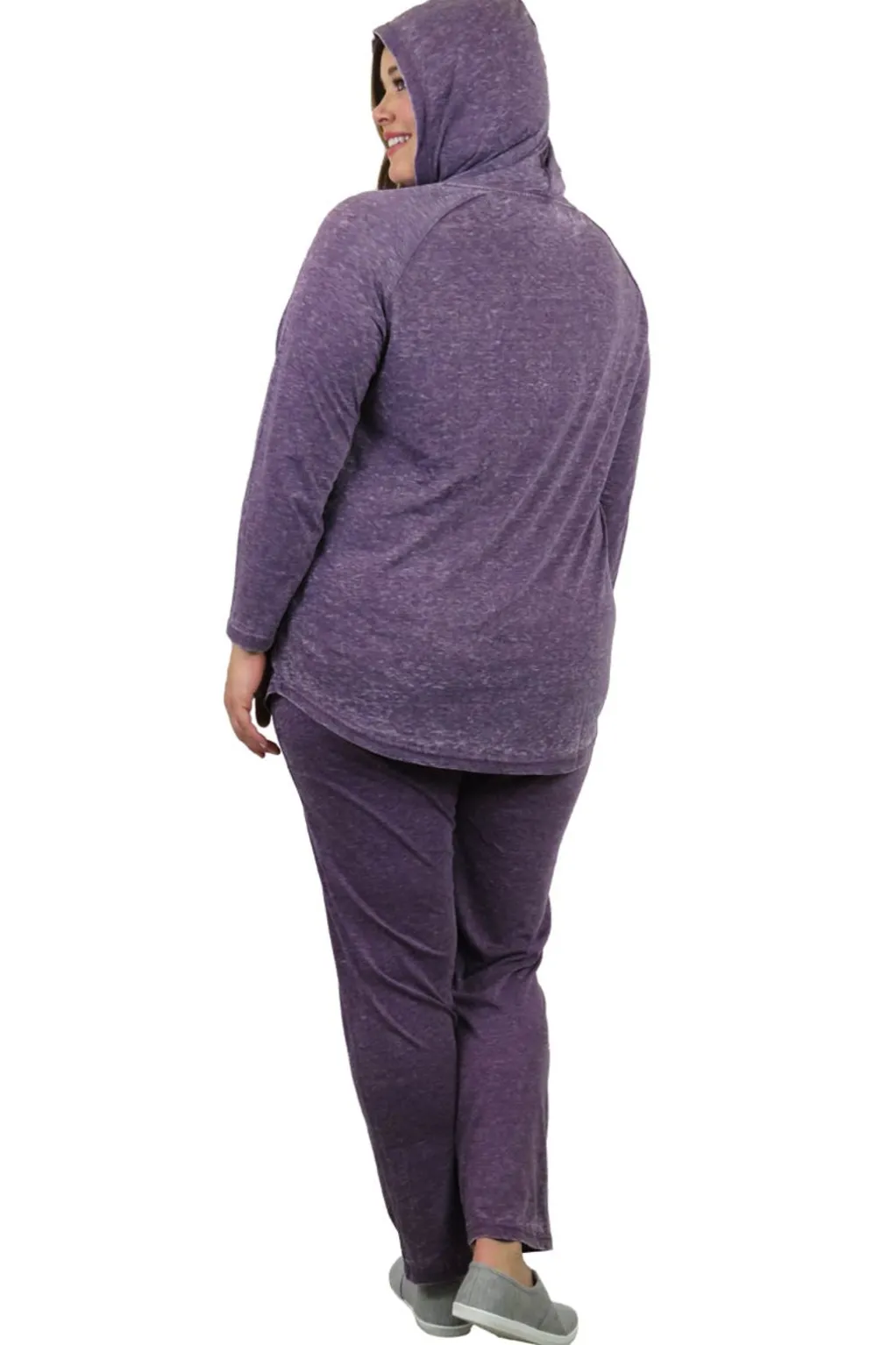 La Cera™ Plus Size Soft & Supple 2-Piece Hooded Knit Sweatpants Set