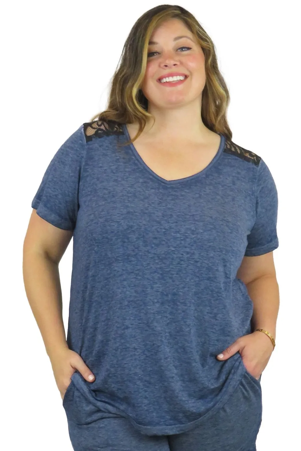 La Cera™ Plus Size Soft & Supple V-Neck Knit Top
