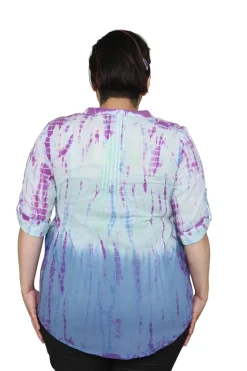 La Cera™ Plus Size Tie Dye Pleated Tunic