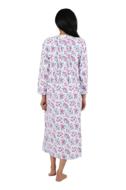 La Cera™ Print Flannel Nightgown With Release Pleats