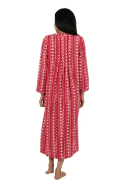 La Cera™ Printed Flannel Nightgown With Release Pleats