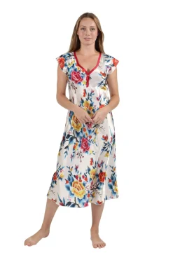 La Cera™ Satin Floral Multi Colo Gown