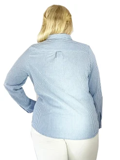 La Cera™ Seersucker Embroide Button Front Shirt - Plus Size