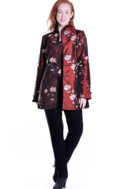 La Cera™ Sequined Floral Embroidered Coat