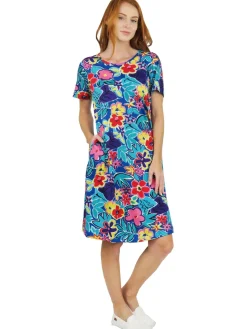 La Cera™ Short Sleeve Cotton Knit Short Dress