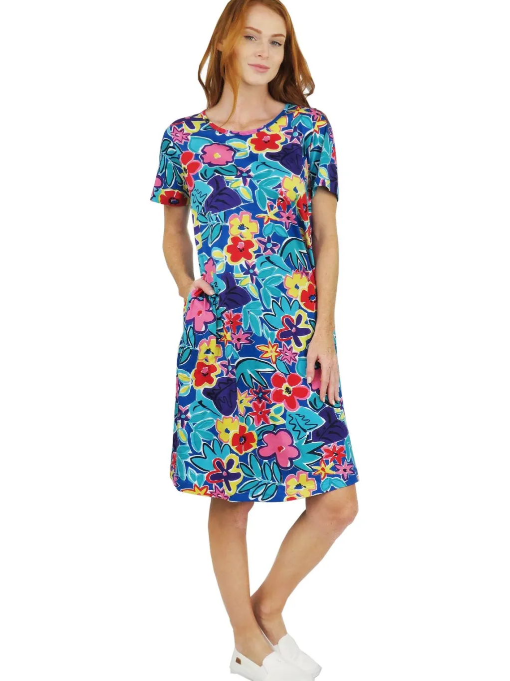 La Cera™ Short Sleeve Cotton Knit Short Dress