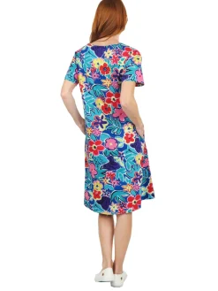 La Cera™ Short Sleeve Cotton Knit Short Dress