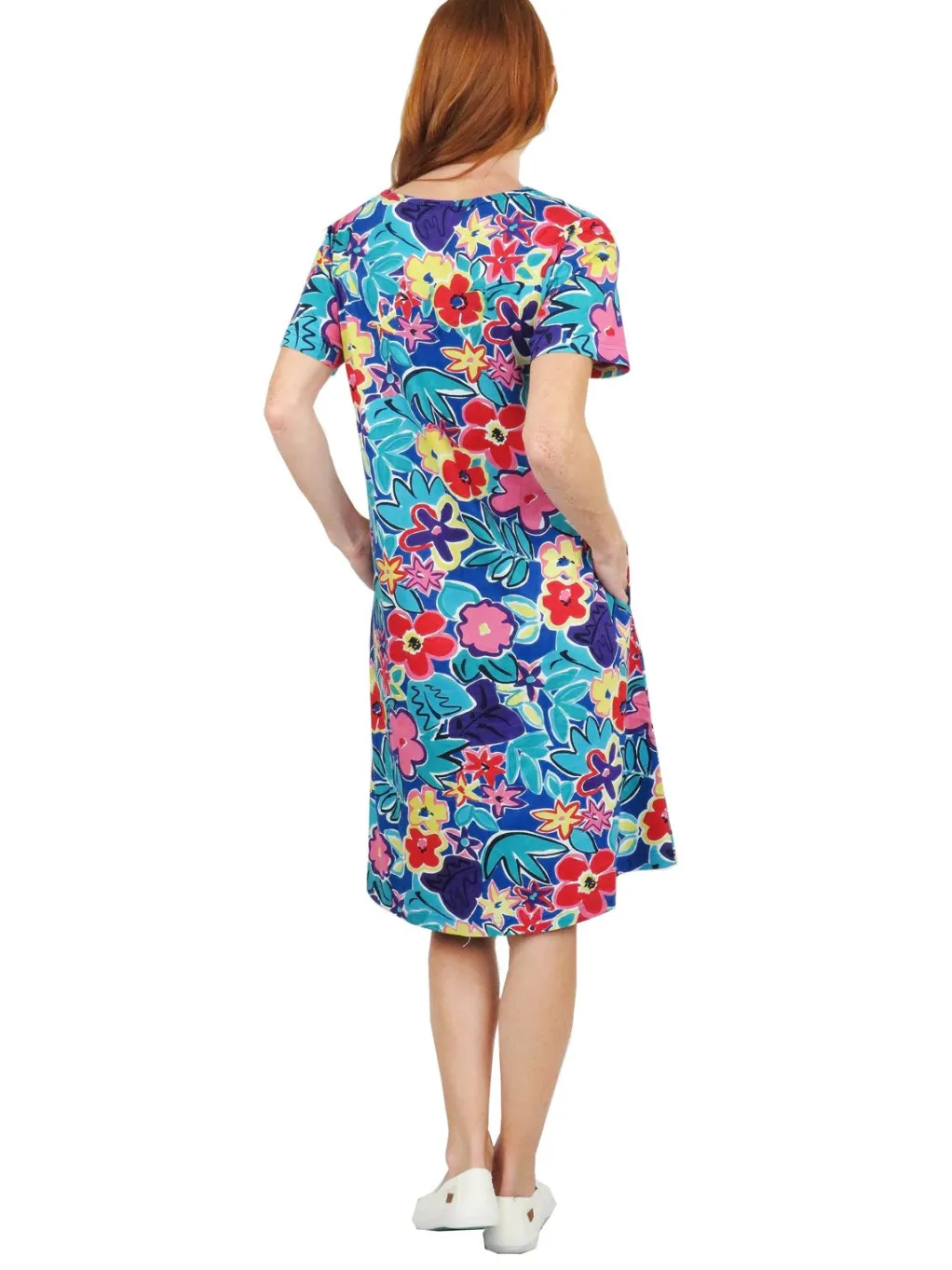 La Cera™ Short Sleeve Cotton Knit Short Dress